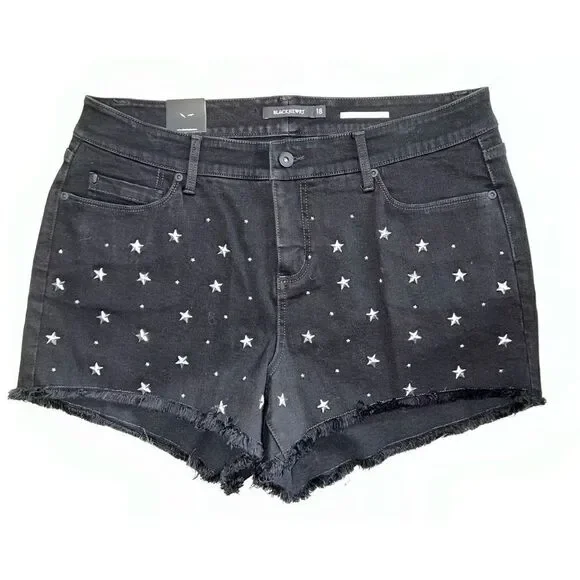 Blackheart Black Star Studded Low Rise Shorts Plus Size 18 - Picture 2 of 7